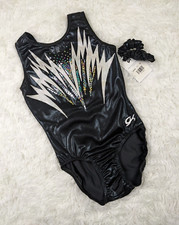 NWT GK ELITE Gymnastics Leotard Dreamlight Adult Small AS Black White