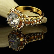 Ladies Ring Solitaire Zirconia White 750 Gold 18 K Plated Size Selectable R1167