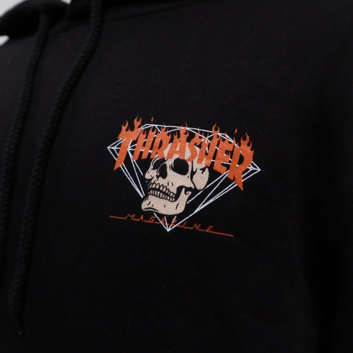 Diamond Supply X Thrasher Magazine Skull Hoodie Sweatshirt Size M