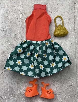 Cute! Orange and Green Dress, Shoes, Purse, Barbie Size Clothes Lot #433 |  eBay