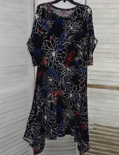 Vince Camuto Dress Size Large Handkerchief Hem Multi-Color Floral Celestrial