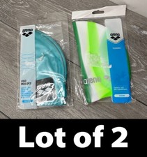 Lot of 2 Silicone Swim Caps: Mint Logo Moulded Cap  Pop Lime-Green Training Cap