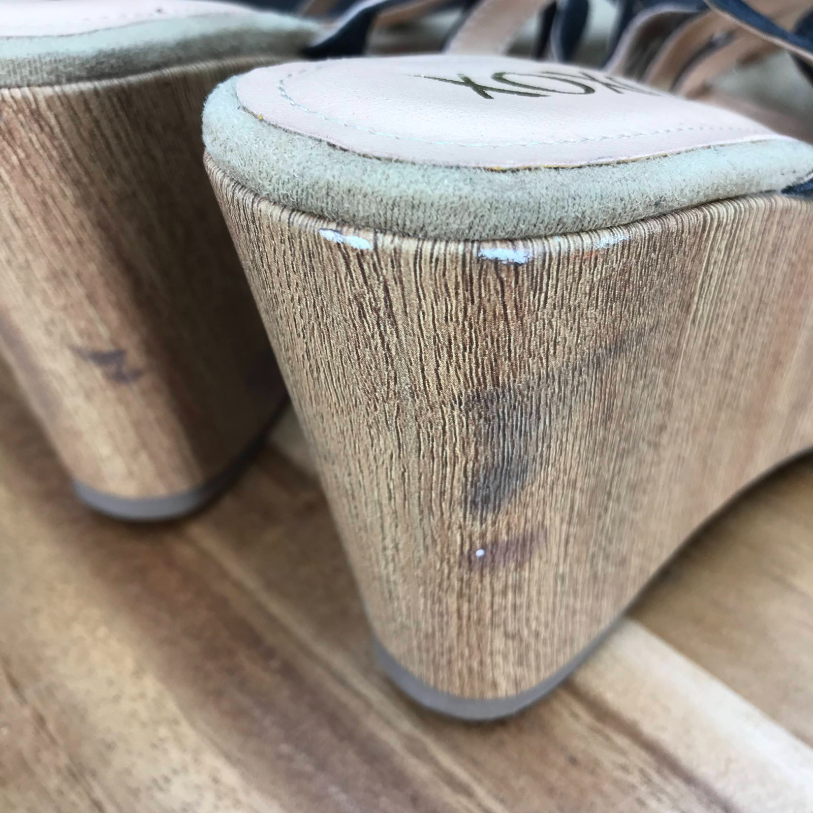 XOXO Black Platform Wedge Strappy Slides Sandals Slip… Gem