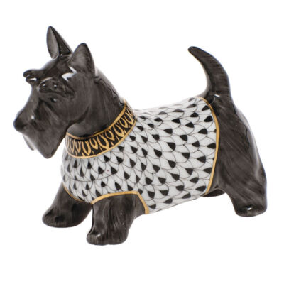 HEREND SCOTTIE MCDUFF BLACK FISHNET DOG #VHNM-05598 BRAND NIB CUTE SAVE$$ F/SH