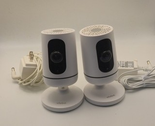 Vivint Indoor Security Camera Pair: (2) V CAM1 Cameras (2) OEM Power Supplies