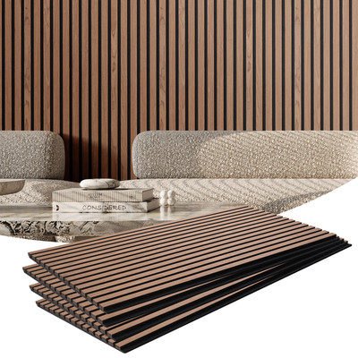 VEVOR 4Pcs Wood Slat Acoustic Panels 23.6 x 47.2 in Modern Wall Decor Walnut