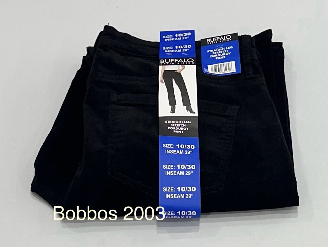 Buffalo David Bitton Women's Stretch Straight Leg Corduroy Pants, Black, 10/30