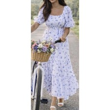 LoveShackFancy x Target Gemma Blue Floral Romantic Cottagecore Maxi Dress Sz S