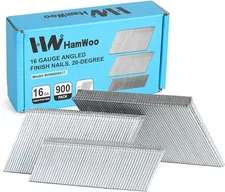 HW HAMWOO 16 Gauge Angled Finish Nails, 20-Degree, 900-Pack (1-1/4"-300,... 