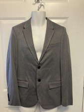 NWT Zara Man Men's Size US 38 Gray Viscose Knit Blend Blazer Jacket