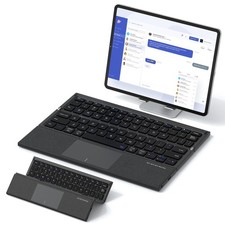 Foldable Bluetooth Keyboard with Touchpad - Sync up to 3 Devices Full Size Fo...