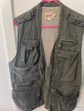 Woolrich Mens Size med Fishermans Vest military green Cotton Mesh Lined Pockets