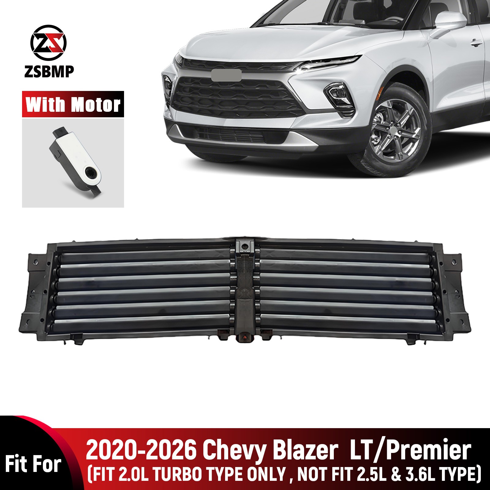 Grille Radiator Shutter Assembly For 2020-2026 Chevy Blazer LT/Premier w/ Motor