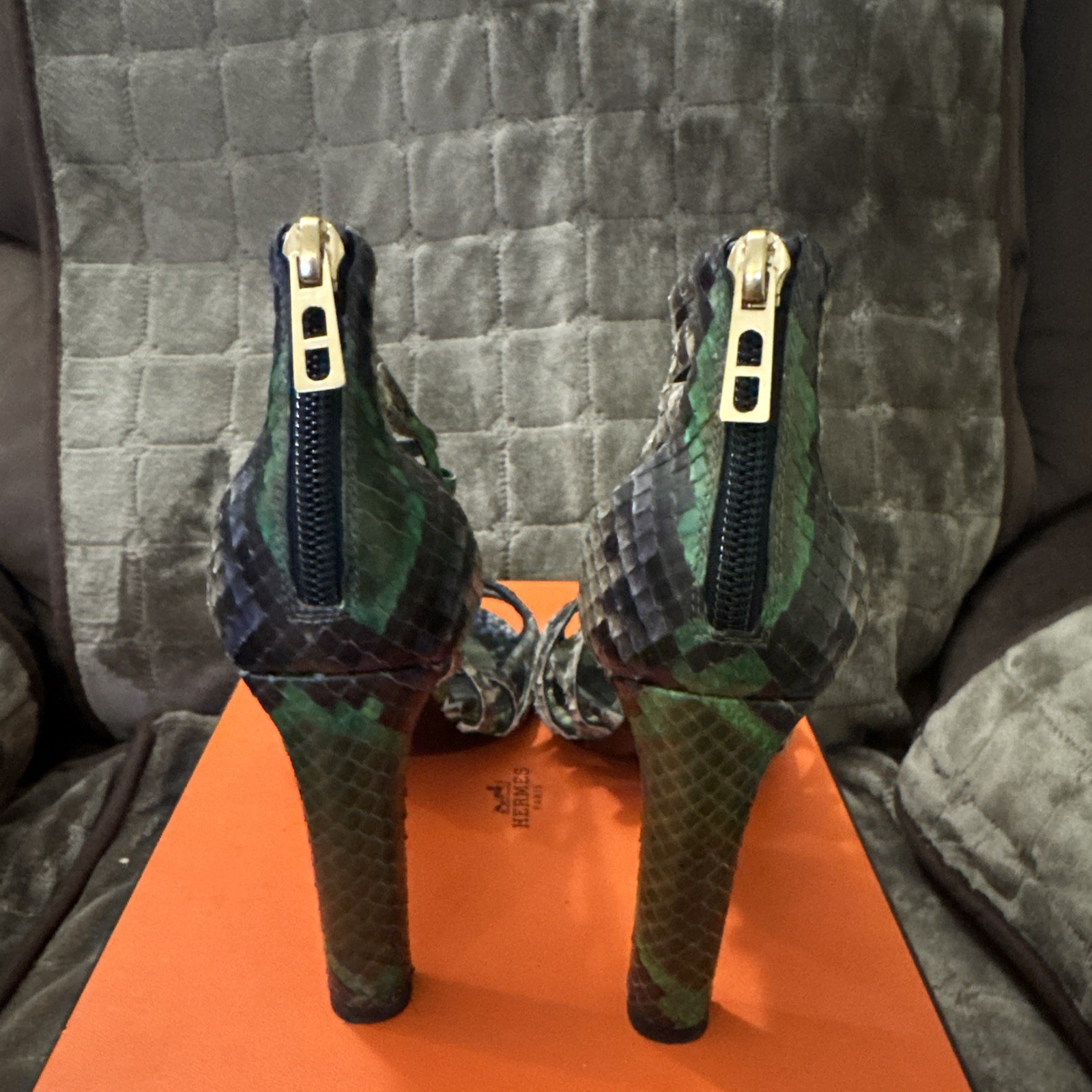 Hermes Multicolor Moon Python Open Toe Cage Sanda… - image 6