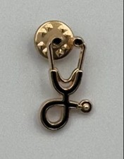 Alloy Enamel Stethoscope Brooches -Pin Black  Gold