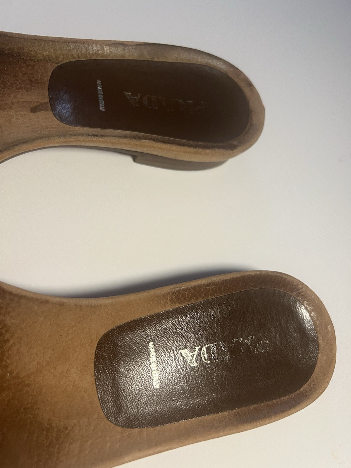 Prada Brown Leather Buckle Silver Logo Sandals Size 37 1/2 thumbnail 2