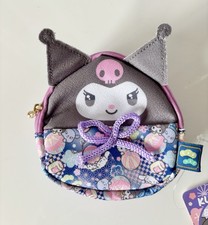 Kuromi Round Pouch Bag w Japanese Sanrio Characters Print NWT Japan Exclusive