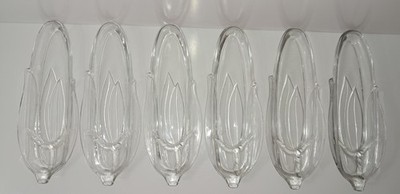Vintage Ear.Corn Cob Dishes 6 Boats Holders Heavy Pressed Clear Glass Anchor Hoc