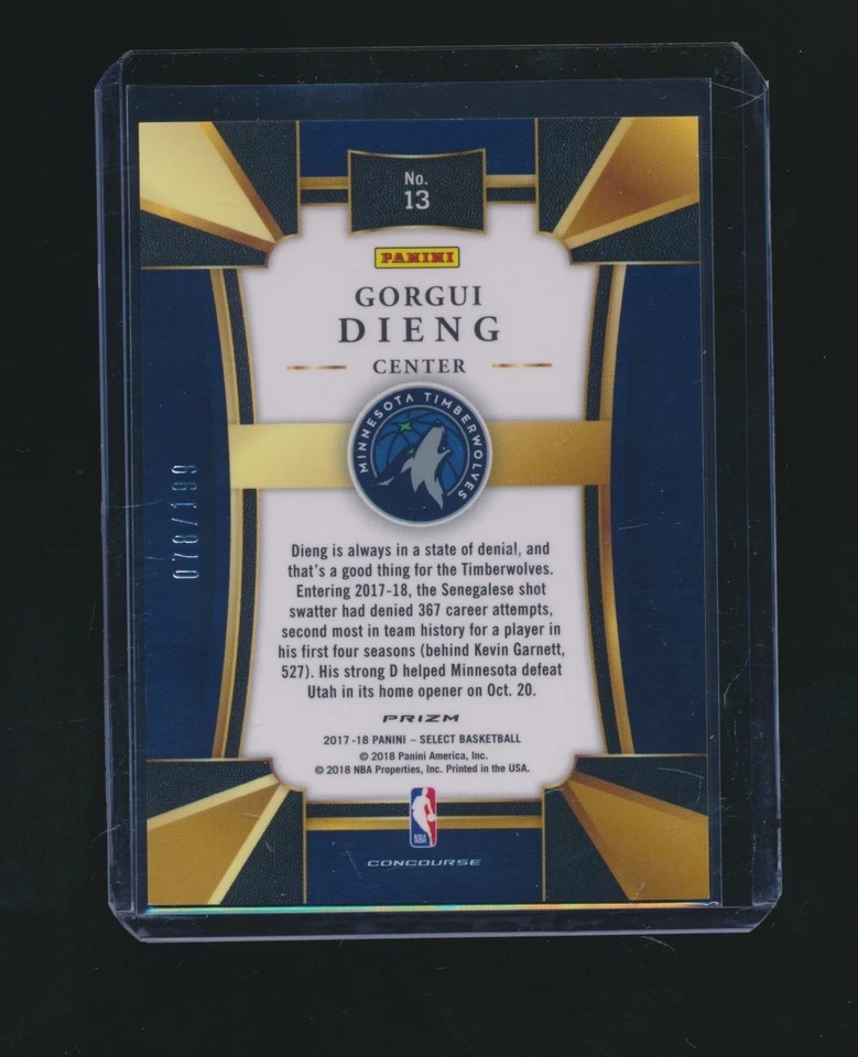 GORGUI DIENG 2017-18 PANINI SELECT RED PRIZM PARALLEL 078/199 #13 - Image 2 of 2