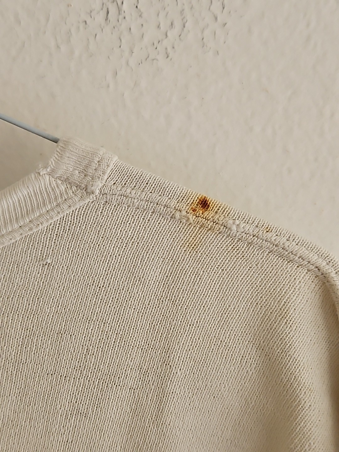 True Vtg 60s Thrashed Sweatshirt Blank White USA Crew Neck Distressed