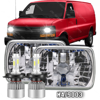 Pair For Chevy Express Cargo Van 1500 2500 3500 7x6'' LED Headlights Hi/Lo Beam