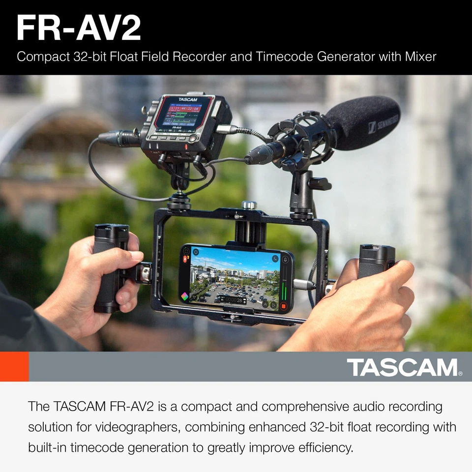 TASCAM FR-AV2 32-bit float compatible 2-channel portable field recorder/time cod - Image 2 of 4
