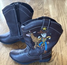 Disney Pixar Toy Story Woody Western Cowboy Boots Zip Up Toddler Kid Sz. 10