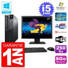 PC Lenovo M82 SFF Ecran 27" i5-2400 RAM 8Go Disque 250Go Graveur DVD Wifi W7