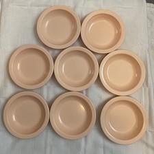 Dallas Ware Set of 8 Rimmed Bowls 7.5" Soup Cereal B-75 Peach VTG Melamine