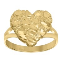 JFL Diamonds & Timepieces 10K Gelbgold Damen Ring Herz Nugget 13,5Mm Split Shank