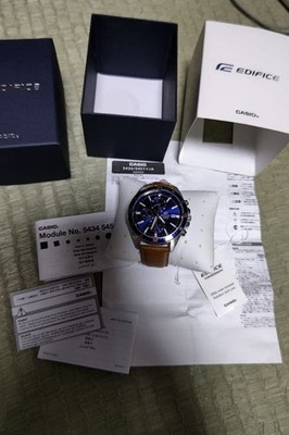 CASIO EDIFICE Watch Blue Dial Leather Band Model 5434 5451