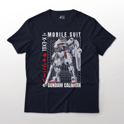 Witch From Mercury X-EX01 Gundam Calibarn Anime Grid Graphic Art Cotton T-Shirt