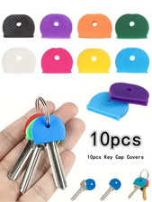 10 Key Cap Covers Tag Assorted Colours Rubber ID Markers Keyring Identifier