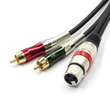 10FT XLR Female to 2 x Phono RCA Plug Adapter Y Splitter Patch Cable, XLR Female