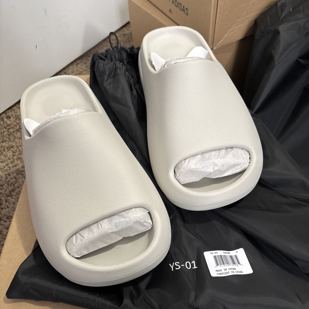 Yeezy Slide YS-01 Cream Men's Sz 9 100% Authentic With Drawstring