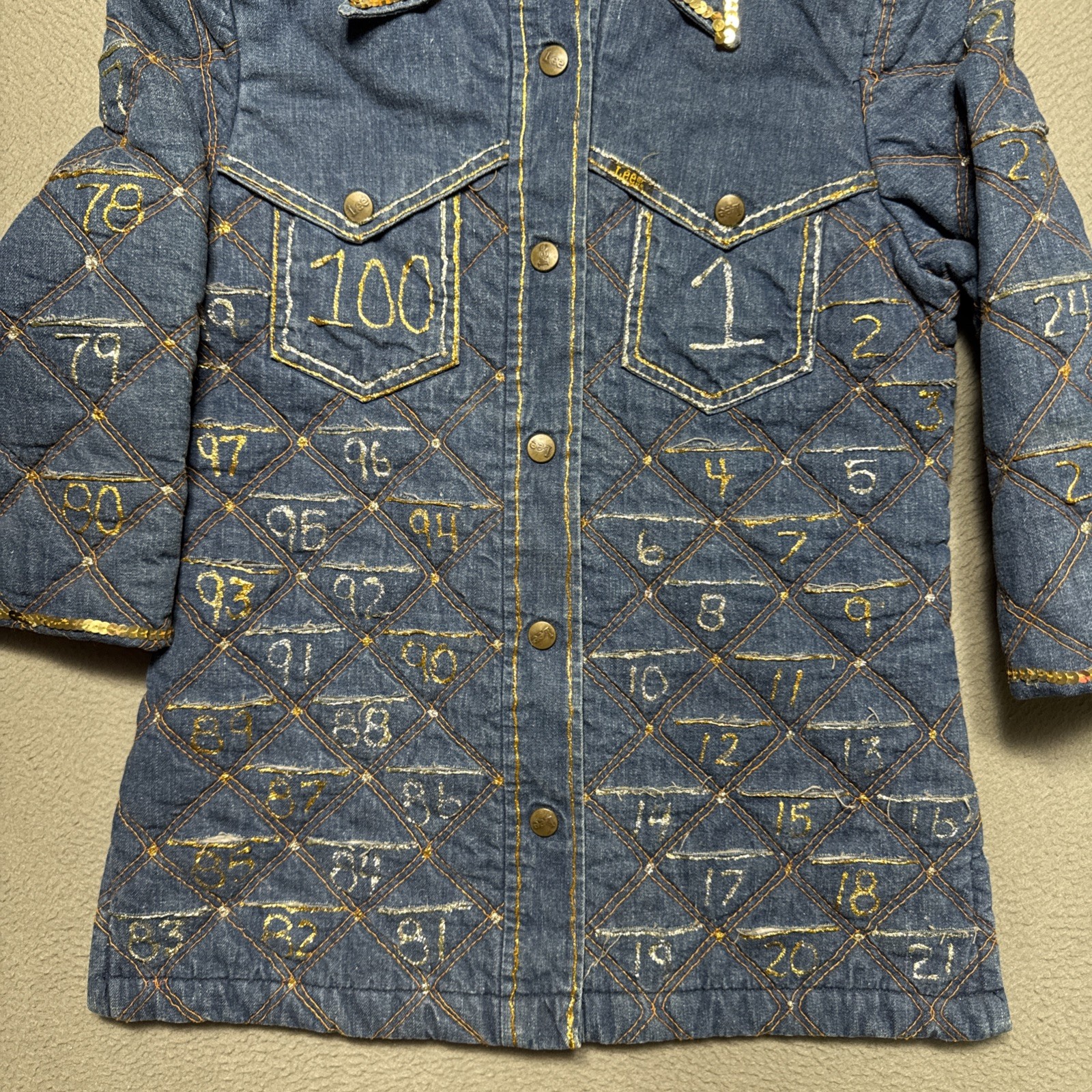 Vintage Lady Lee Denim Jacket Bandana Lined Youth Size 9/10 Quilted Glamour READ thumbnail 3