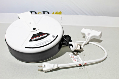 Steelman White 30 ft. Cord 13 Amp TriTap Reel Extension Cord 98483