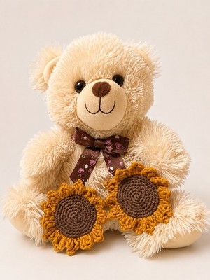 crochet sunflower / Handmade / Large 4 inch/ Summer / Set of 2