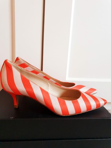 New L.K Bennett Audrey Orange Striped Kitten Heels Court Shoes UK 6 EU 39 - Picture 12 of 12