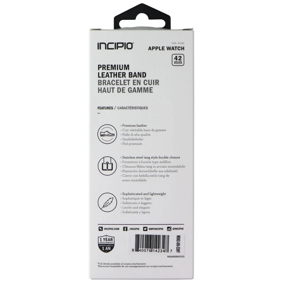 Incipio Premium Leather Apple Watch Band (42mm) - Black / Silver - Image 2 of 2