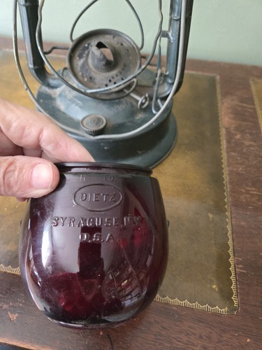 Antico 1923 Dietz Piccolo Gigante RR Lanterna Piccolo Mago Globo Rosso Dipinto Blu - Foto 13 di 22