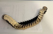 Vintage Gold Metallic Coin Lion Head Elastic Stretch Belt Women Size 40