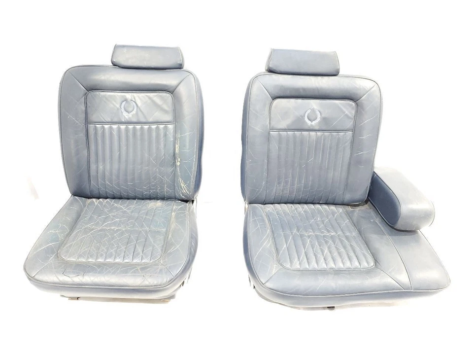 Cadillac Brougham 1988 OEM juego completo de asientos de cuero azul tiene desgaste normal Foto 2 de 4