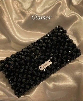 Luxury Black Handmade Beaded Clutch Bag Crystal Evening Purse Wedding Party Han