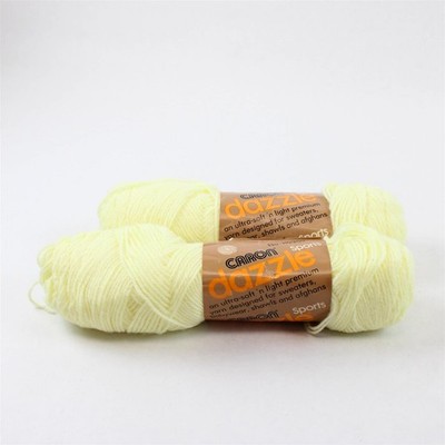 2 Skeins of Caron Sports Dazzle Yarn 3-Ply, Yellow Unused #2536