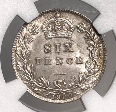 1900 Six Pence 6P England Great Britain NGC MS63 Silver Coin .925
