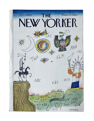 The New Yorker Magazine December 5, 1964 by S. Steinberg Symbols Airlines Cover
