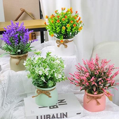 Artificial Potted Flowers Fake Potted Plants Plastic Faux Flowers for Home Decor