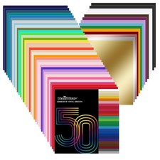50 Pack 12" x 12" Permanent Adhesive Vinyl Sheets 48 Assorted Colors Glossy ...
