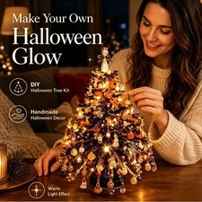 DIY Beaded Christmas Tree Kit Mini Tabletop Holiday Craft Decor with Base -New